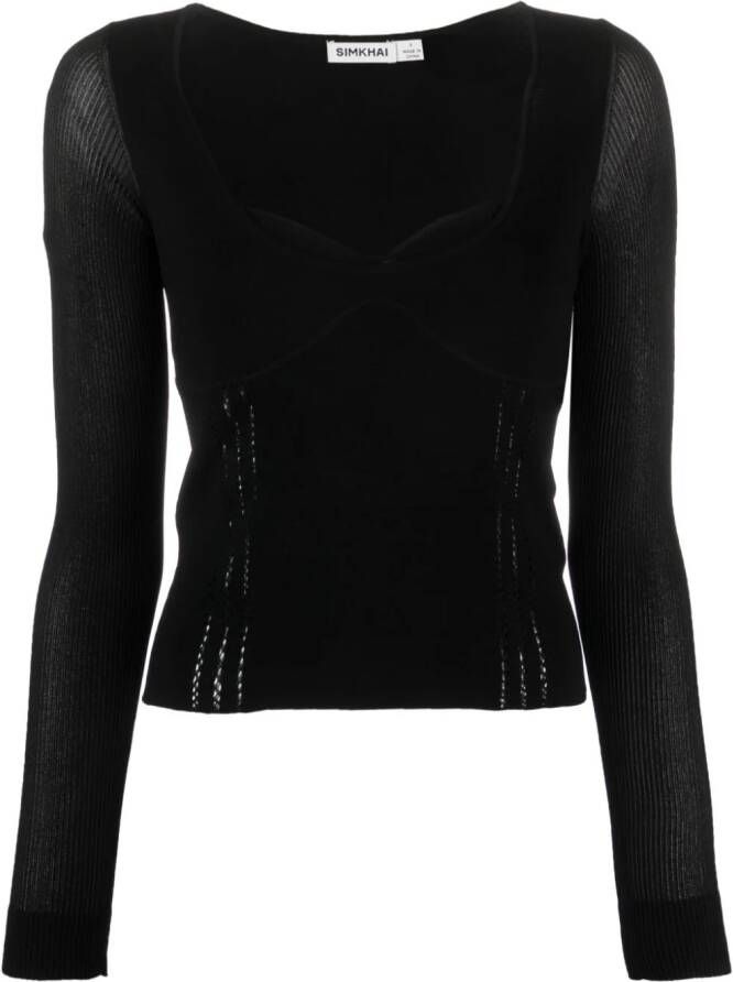 Simkhai Ribgebreide top Zwart