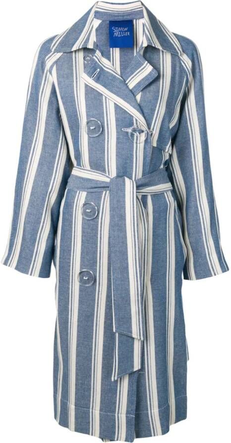 Simon Miller Gestreepte trenchcoat Blauw