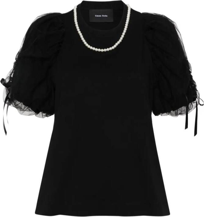 Simone Rocha Katoenen T-shirt met kralendetail Zwart