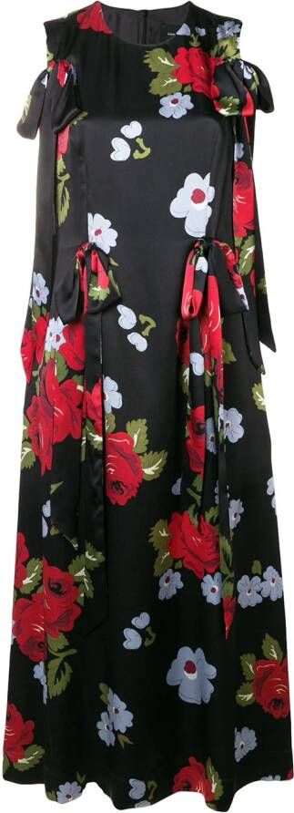 Simone Rocha bow ribbon floral dress Zwart
