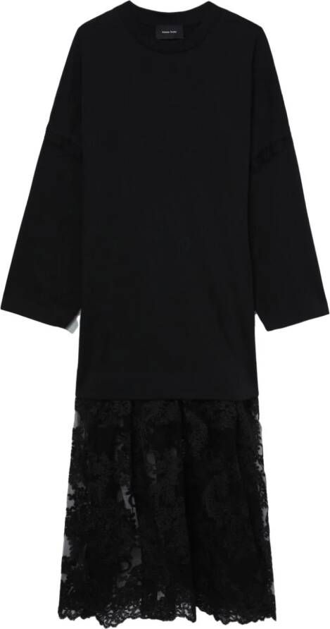 Simone Rocha Maxi-jurk met kanten detail Zwart