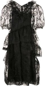 Simone Rocha Midi-jurk met bloemenkant Zwart