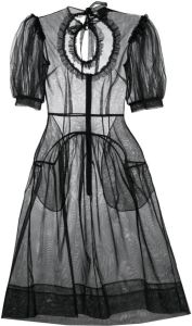 Simone Rocha Midi-jurk met pofmouwen Zwart