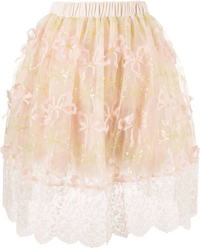 Simone Rocha bow-embellished tulle skirt Roze