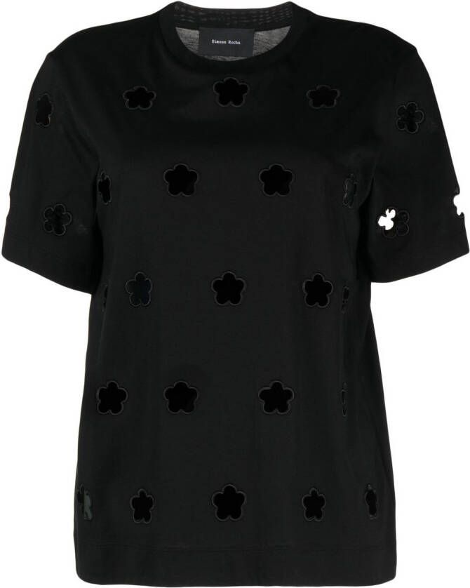 Simone Rocha T-shirt met bloemenprint Zwart