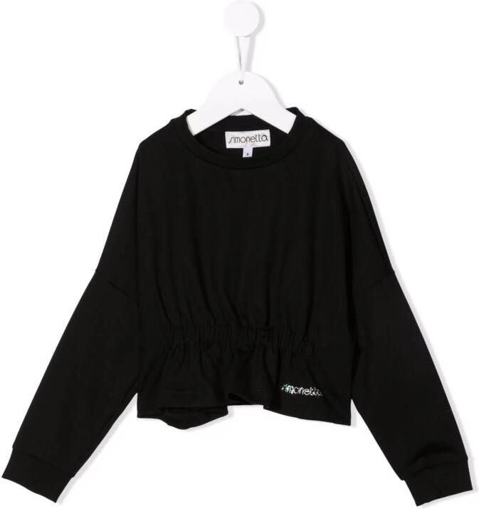 Simonetta Blouse verfraaid met stras Zwart
