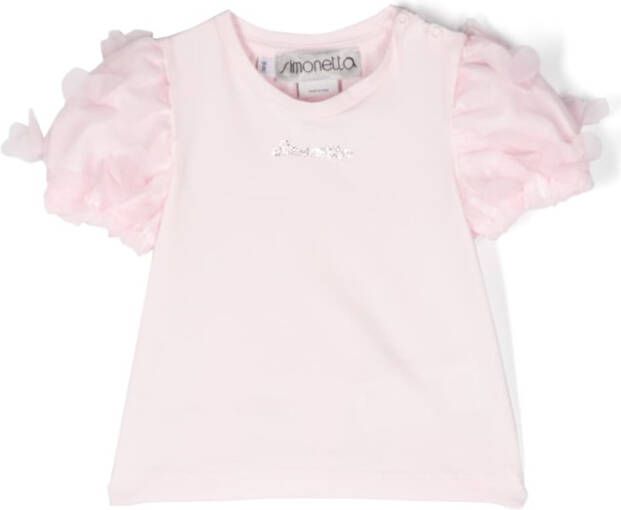 Simonetta T-shirt verfraaid met kristallen Roze
