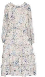 Simonetta Maxi-jurk met bloe print Wit