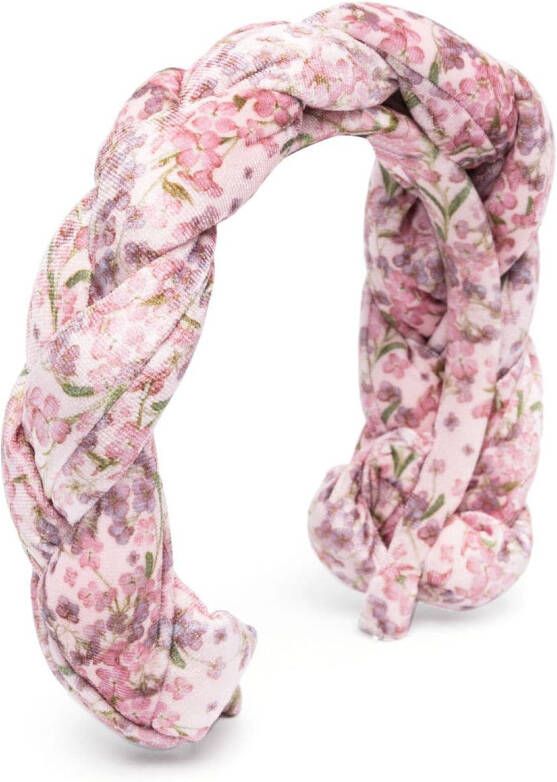 Simonetta Haarband met bloe print Roze