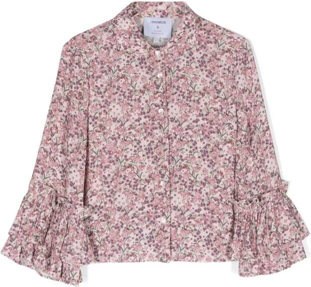 Simonetta Shirt met bloe print Roze
