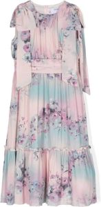 Simonetta floral tie dye pattern dress Roze