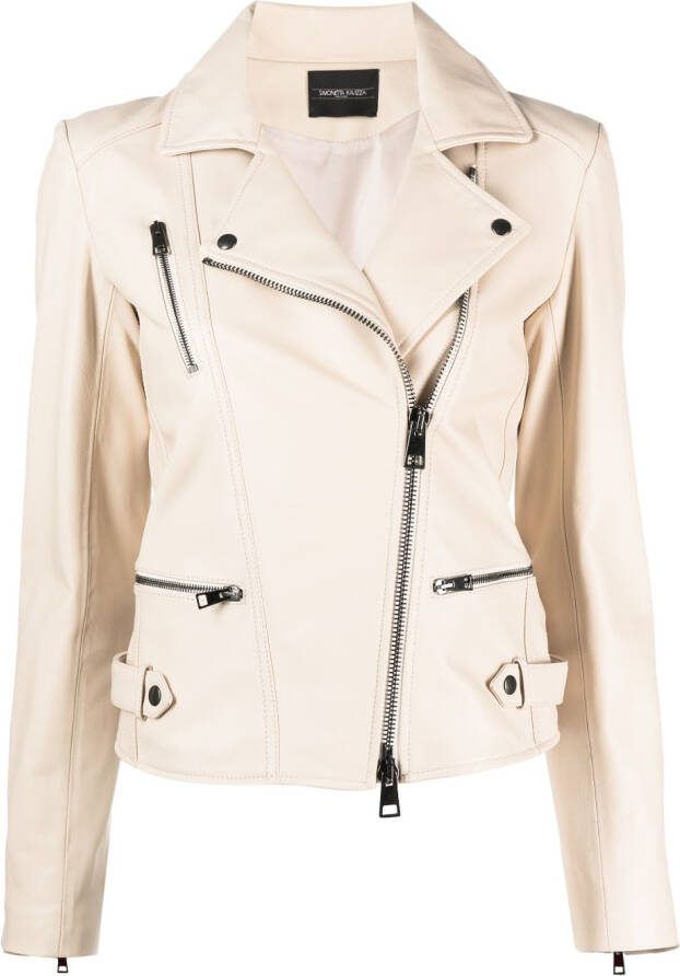 Simonetta Ravizza Leren bikerjack Beige