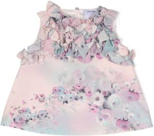 Simonetta ruffled floral-print mini dress Roze