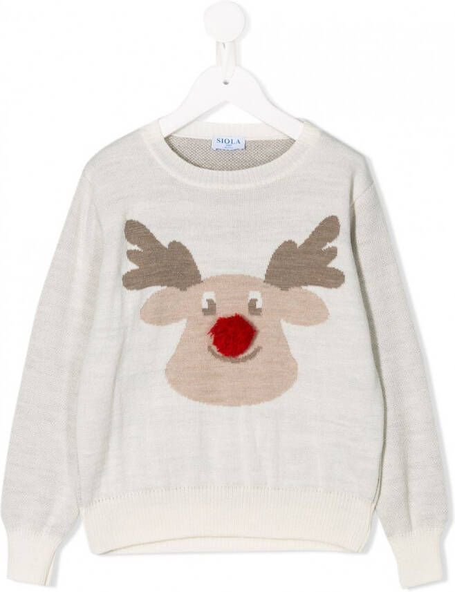 Siola Gebreide kersttrui Wit