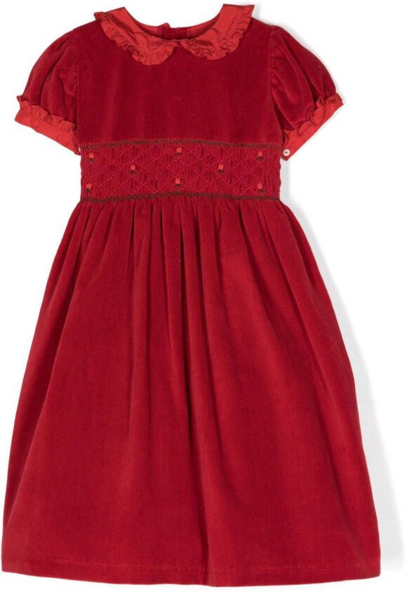 Siola Jurk met geborduurde bloe Rood