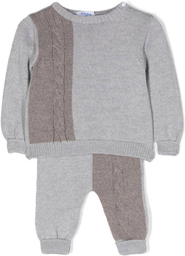 Siola Kabelgebreide broek Grijs