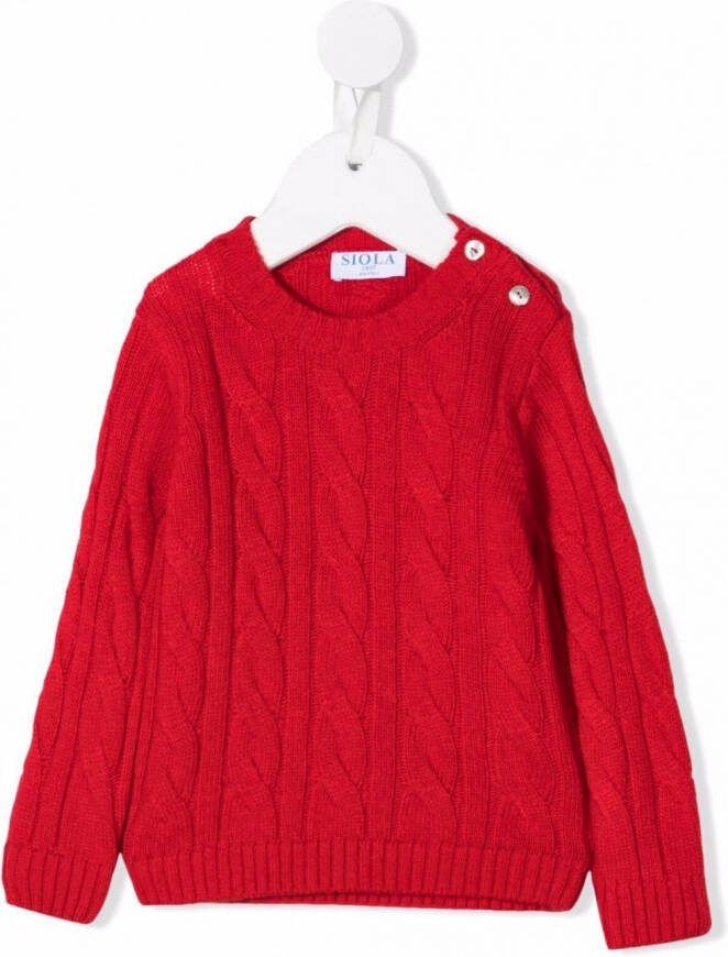 Siola Kabelgebreide trui Rood