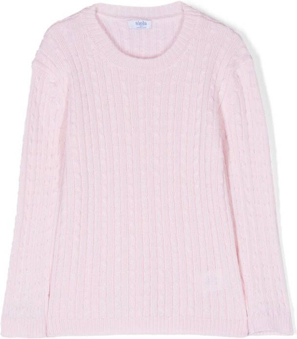 Siola Kabelgebreide trui Roze