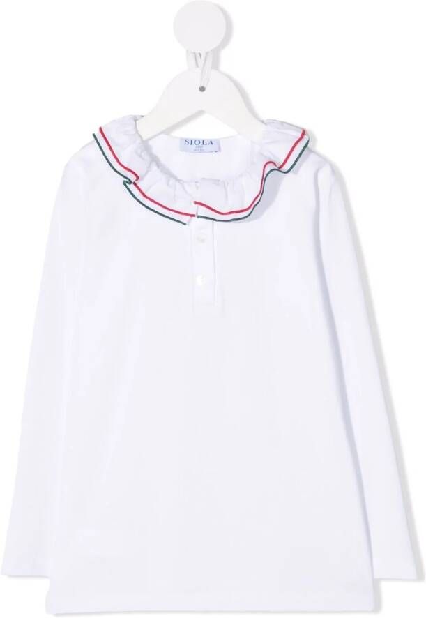 Siola Poloshirt met franje kraag Wit