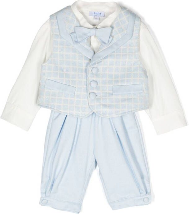 Siola Shirt gilet en geruite broek Blauw