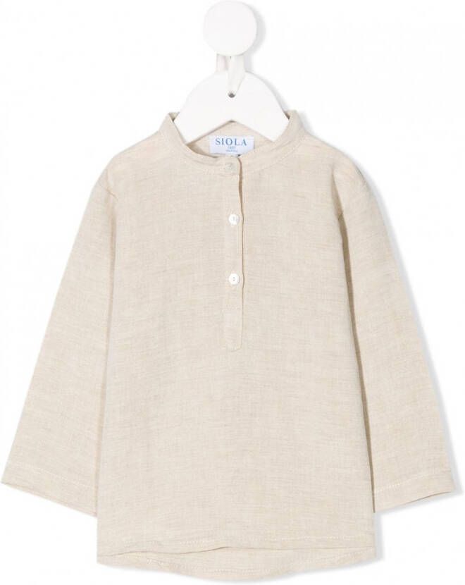 Siola Shirt met ronde opstaande kraag Beige