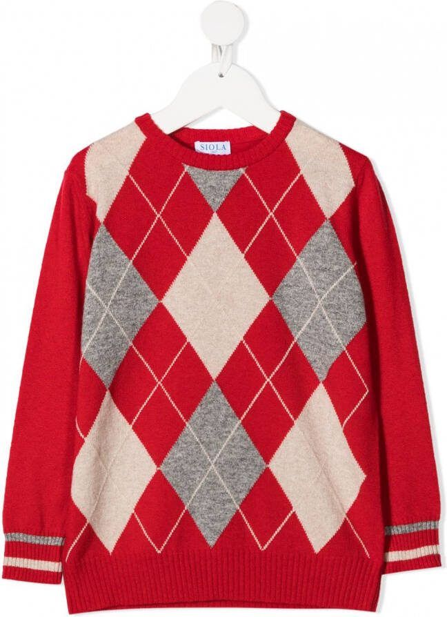 Siola Trui met argylepatroon Rood
