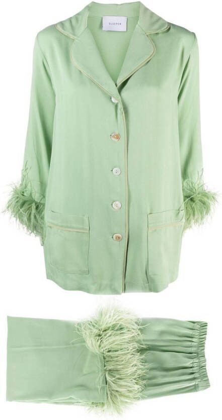 Sleeper Pyjama verfraaid met veren Groen