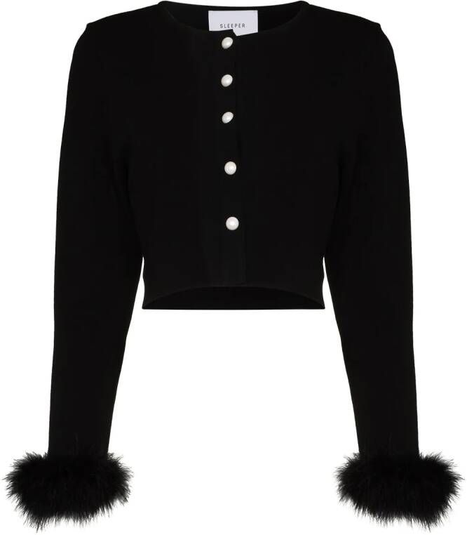 Sleeper Vest met veren cuffs dames kalkoenveren Polyester Viscose XL XXL Zwart