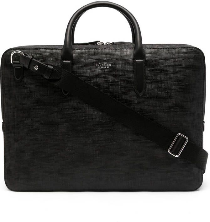Smythson Leren laptoptas Zwart