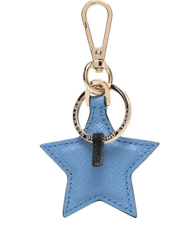 Smythson Leren sleutelhanger Blauw