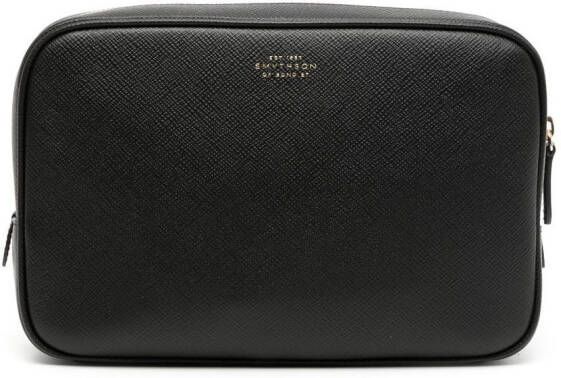 Smythson Toilettas met logo-reliëf Zwart
