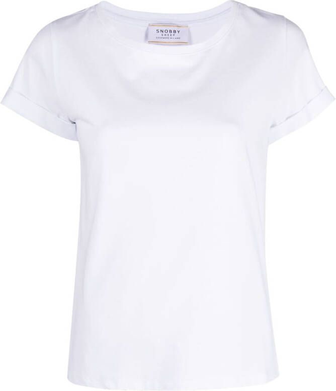 Wild Cashmere T-shirt met opgerolde mouwen Wit