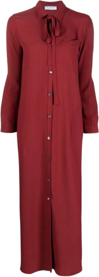 Société Anonyme bow-detail buttoned shirt dress Rood