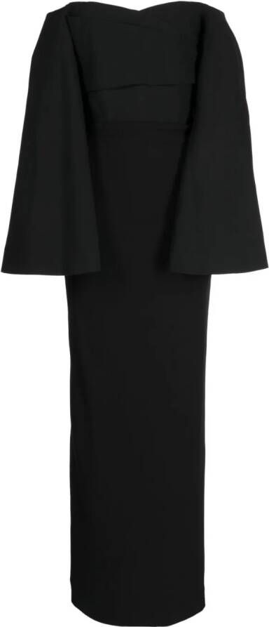 Solace London Eliana maxi-jurk met wijde mouwen Zwart