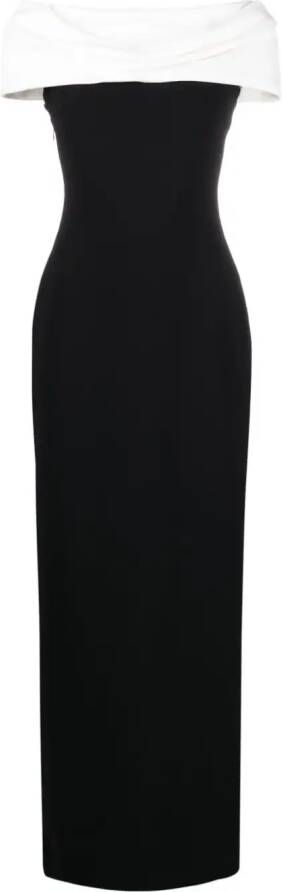 Solace London Eva off-shoulder maxi-jurk Zwart