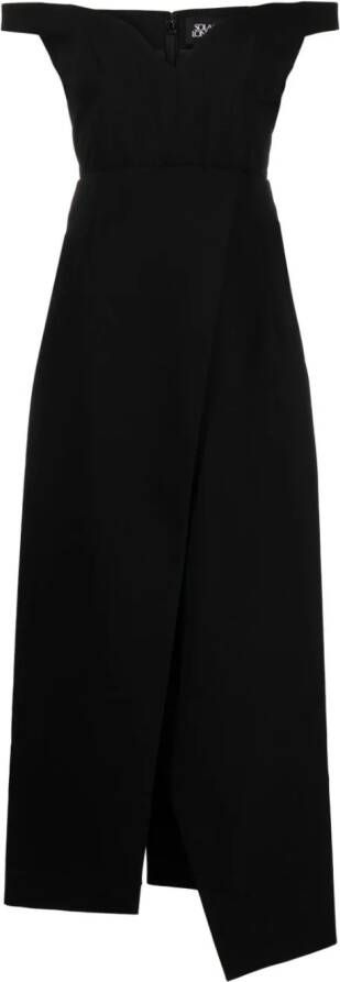Solace London Midi-jurk van crêpe Zwart