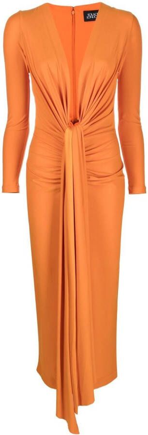 Solace London Midi-jurk met diepe hals Oranje