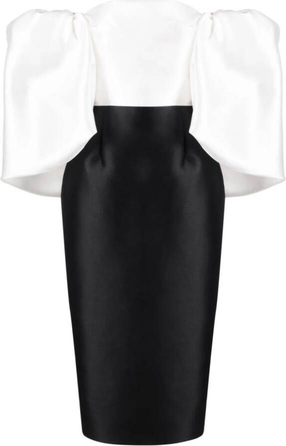 Solace London The Marcia off-shoulder jurk Zwart
