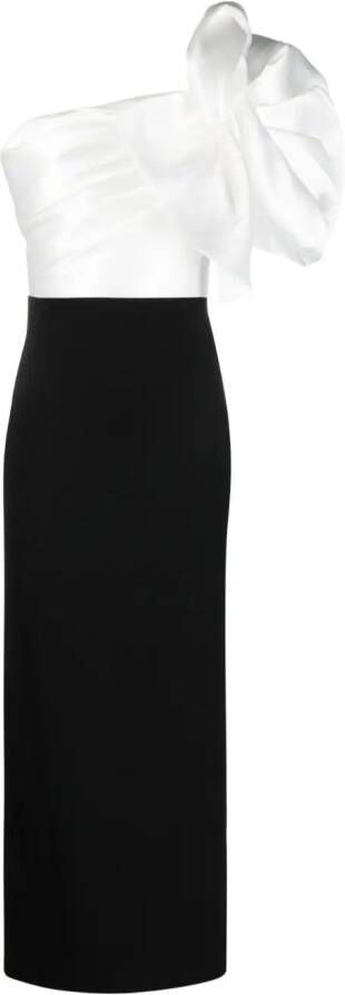 Solace London Selia one-shoulder maxi dress Zwart