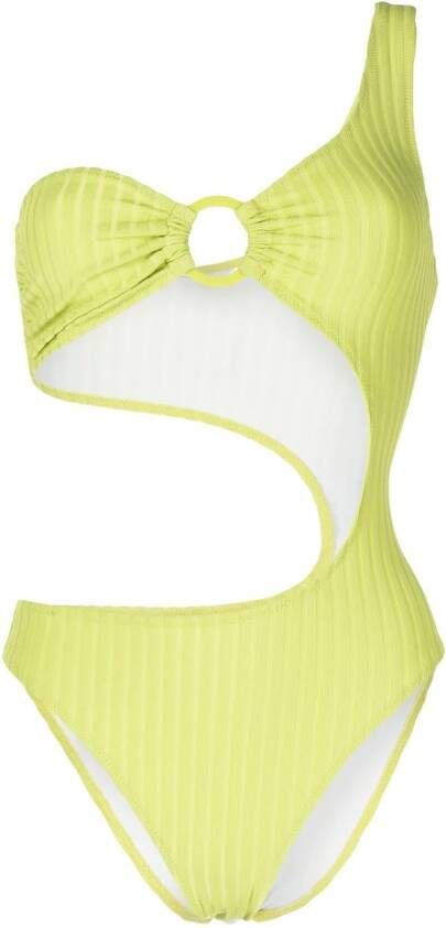 Solid & Striped Geribbeld badpak Groen