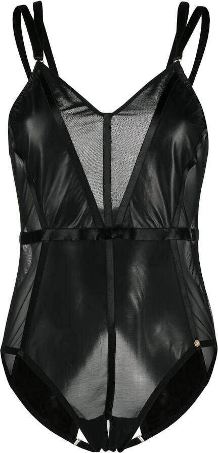 Something Wicked Bodysuit met mesh vlak Zwart