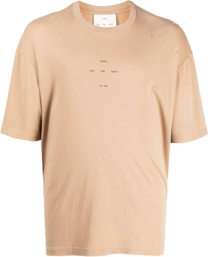 Song For The Mute T-shirt met logoprint Bruin