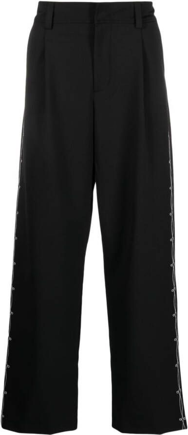 Soulland Broek met borduurwerk Zwart