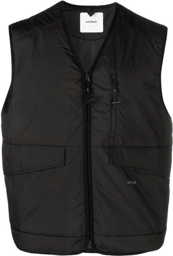 Soulland Bodywarmer met logoprint Zwart