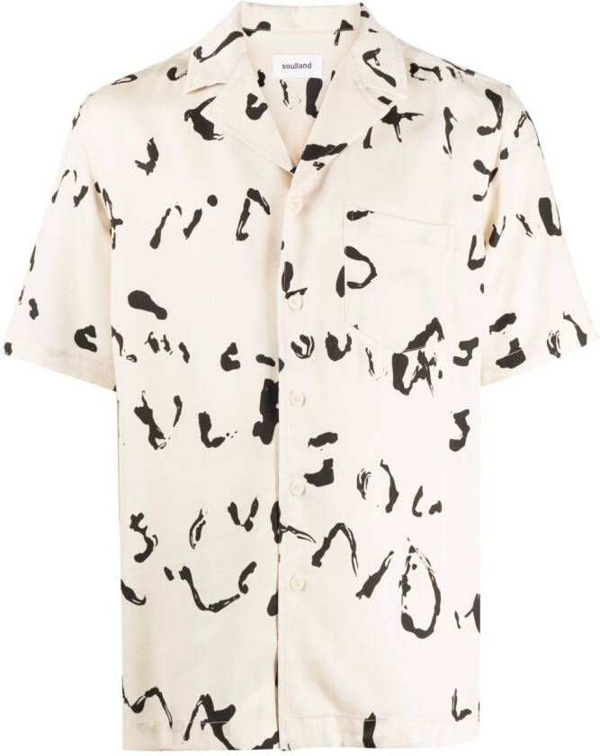 Soulland Overhemd met abstracte print Wit