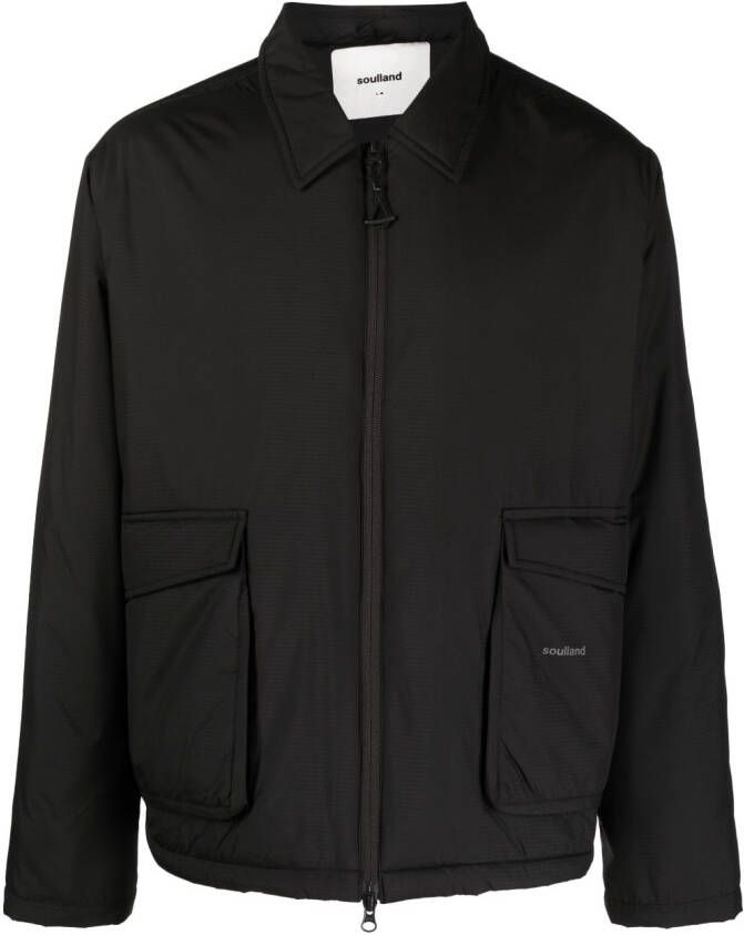 Soulland Gewatteerd shirtjack Zwart