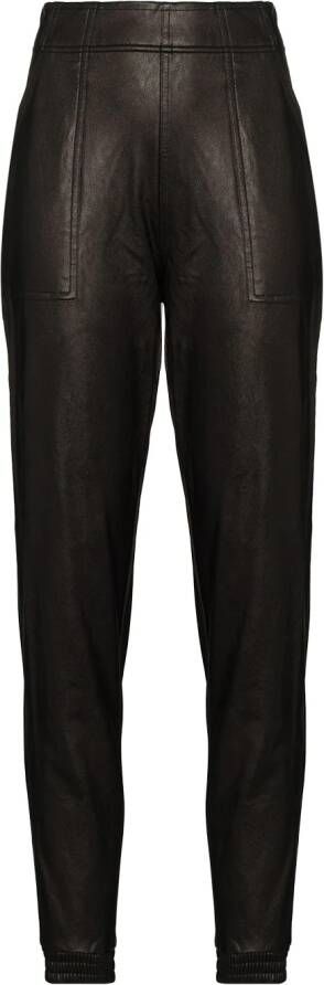 SPANX Trainingsbroek van imitatieleer Zwart