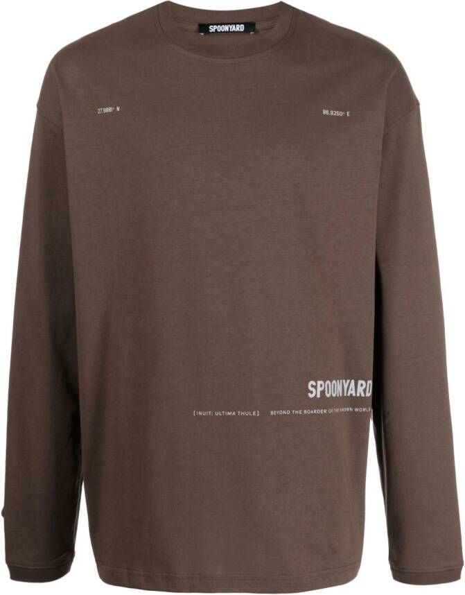 Spoonyard Katoenen T-shirt met print Bruin
