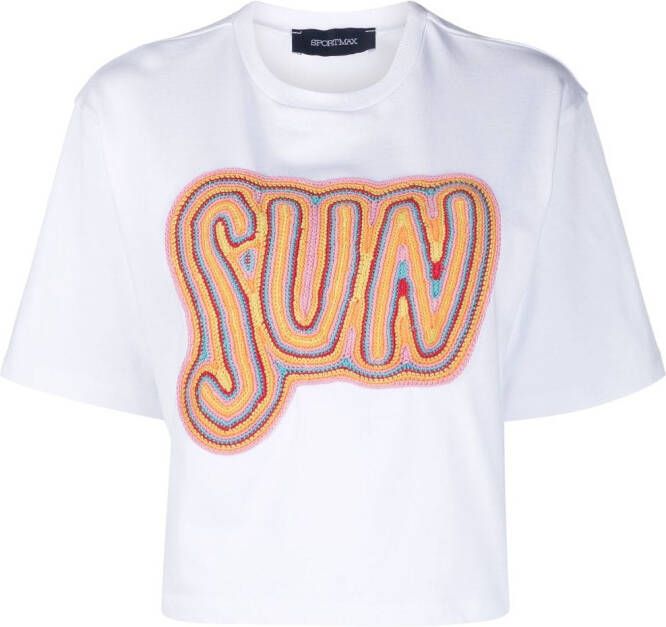 Sportmax T-shirt met geborduurd logo Wit