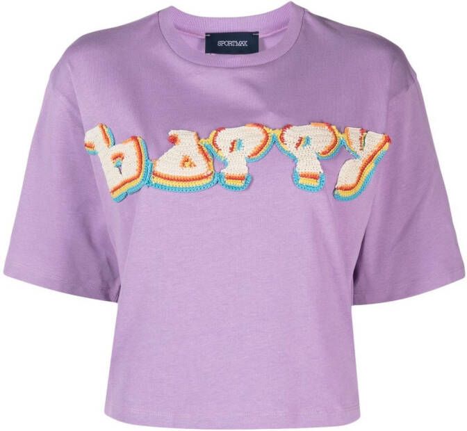 Sportmax T-shirt met gehaakt vlak Paars